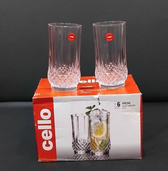 AM2690 CELLO Amore Tumbler glass 265ml Set of 6pcs