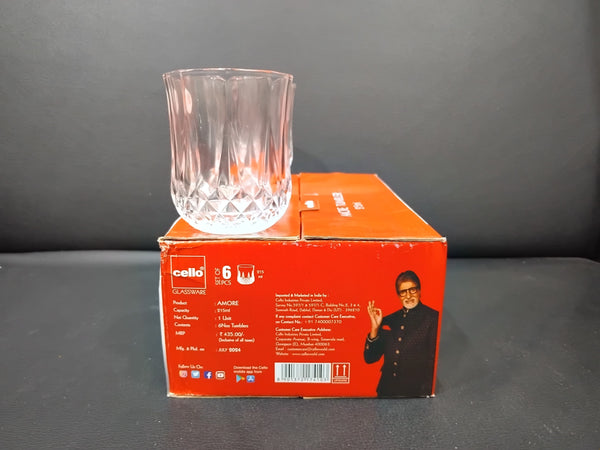 AM2689 CELLO Amore Tumbler glass 215ml Set of 6pcs