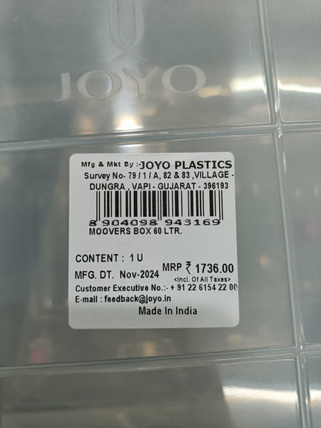 AM2860 JOYO 60L Plastic Storage Container (Moovers Box) With 6 Wheels