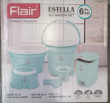 AM2891 FLAIR Estella 6 Piece Bathroom Set (Bucket, Mug, Tub, Stool, Pedal bin, Soap Case)