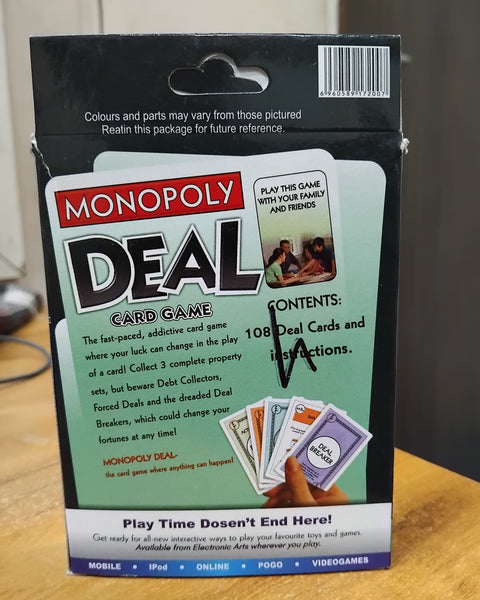 AM2902 Monopoly Deal Card Game 5215 8 years 108 Deal Cards and instructions