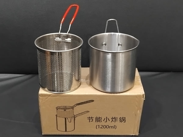 12026 Small Deep Frying Pot With Strainer Basket (2 Pc Set)