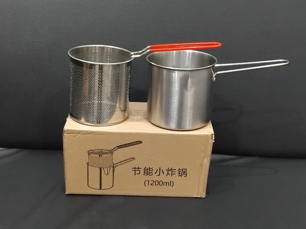 12026 Small Deep Frying Pot With Strainer Basket (2 Pc Set)