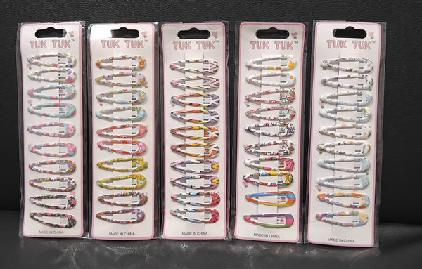 AM1190 Printed Tuk Tuk's Tic Tac Hair Pins for Women, Metal Hair Claw Clip for Thin or Thick Hair Multicolour Pack Of 10 Pcs