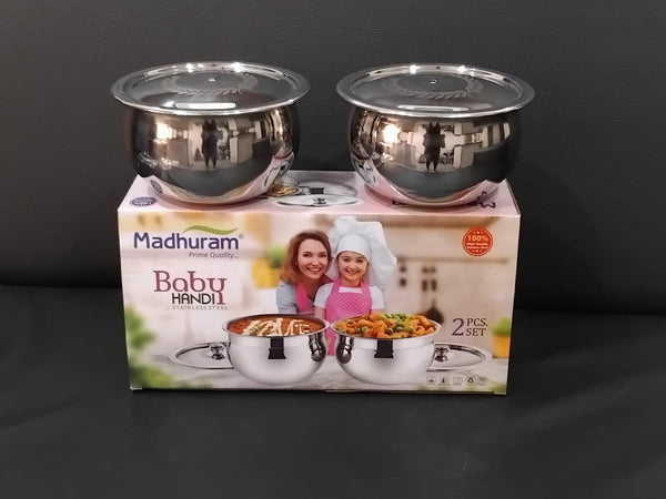 AM2947 Madhuram Prime Quality Baby Handi Stainless Steel 2 Pcs Set