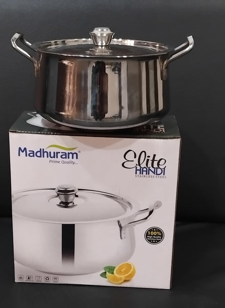 AM2950 Madhuram Prime Quality 2000ml Big Elite Handi 20Cm Stainless Steel 1 Pcs