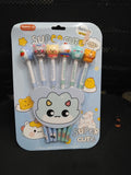 AM2970 Super Cute Cartoon Animals Eraser Pencil Set PS-2315-SC-6 Standard Bright Pencil Set, Pencil 6 Pcs, Eraser 6 Pcs