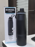 AM2982 Borosil Hydra GoSports 900 ml Stainless Steel Wate Bottle | Double Wall Vacuum Insulated Flask, Black