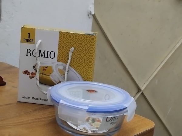 AM3005 Romio Glass Lunch Box 400ml Airtight Food Storage 1 pieces