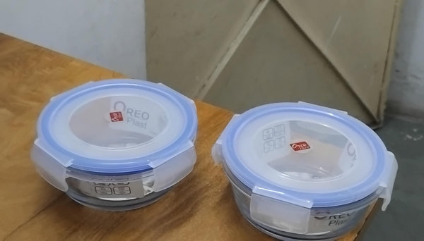 AM3006 Romio Glass Lunch Box 400ml Airtight Food Storage 2 pieces