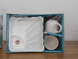 AM2910 Apple Pie Ceramic Tea Cup and Snacks Platter Set 2 Cups and 1 Snacks Platter 3 Piece