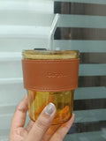 3221 Slub Glass an Insulated Tumbler with a Closed lid , Straw