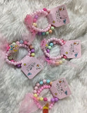 AM1246 Bracelet Combo Set 2Pcs Plastic Beaded Bracelet For Kids Elastic Cartoon Pendant Multicolour 2 Piece