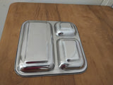 AM3333 Square Pav Bhaji Stainless Steel Plates(22.8cm X 22.5cm)with 3 Compartments