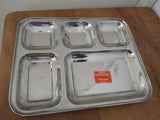 AM3258 Square Stainless Steel Plates (33cm X 26cm) with 5 Compartments