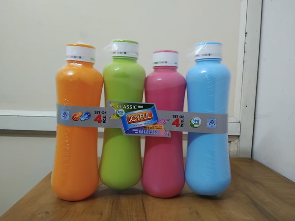 AM3283 Joyful Classic Big Bottle 1000ml Color Availablity As Per Stock Plastic Classic Bottle Set of 4 Pcs