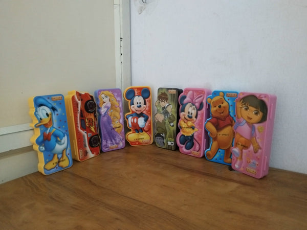 AM3270 Joyful Cartoon 3D Campass Box Color Availablity As Per Stock Plastic 1 Pencil, 1 Eraser, 1 Ruler, 1 Time-Table Set Of 5 Piece