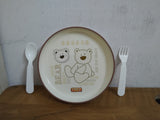 AM3280 Teddy Meal Serving Plate Color & Designs Availablity As Per Stock Plastic For Baby's Plate 3 Piece