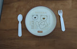 AM3280 Teddy Meal Serving Plate Color & Designs Availablity As Per Stock Plastic For Baby's Plate 3 Piece