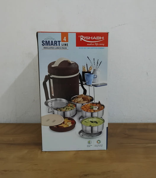 AM3321 Rishabh Smart Line 4 Lunch Box Steel Insulated Lunch Box Pack Of 1