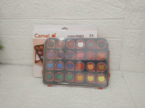 AM3386 Camel ColorPad Watercolor Cake with Paint Brush 24 Shade