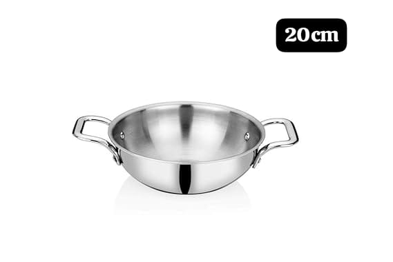 AM3421 Afinito Triply Stainless Steel Kadai with Lid 20cm