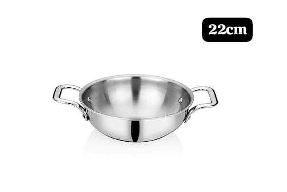 AM3422 Afinito Triply Stainless Steel Kadai with Lid 22cm