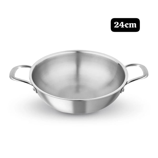 AM3423 Afinito Triply Stainless Steel Kadai with Lid 24cm