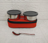 AM3492 Pexpo Nano Steel Lunch Box 2 Container With 1 Spoon & Bag