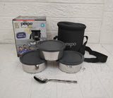 AM3493 Pexpo Eco Pro-3 Lunch Box Set 3 Container, 1 Spoon, Elegant Bag