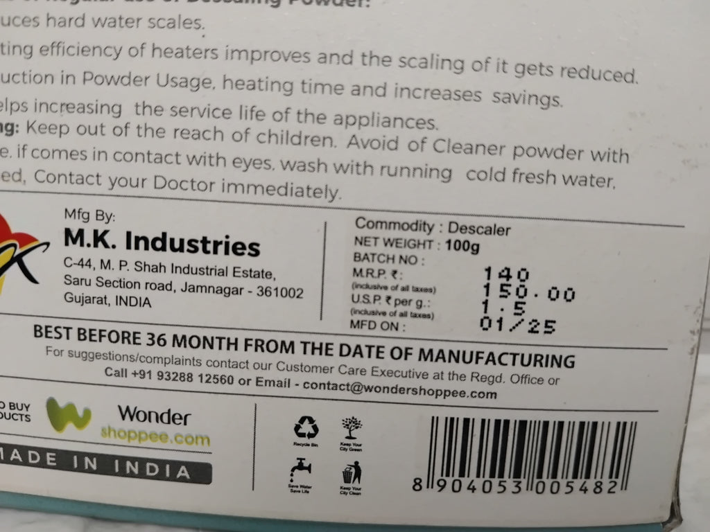 Powdery Soft Scale AM3515 Wonder Fresh Descaler Powder Scale Gone 100g – Amd-Deodap