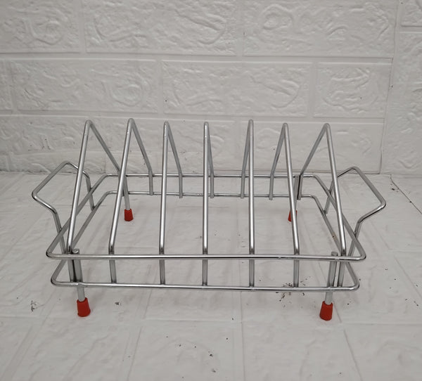 AM3522 SS Plate Stand With Handle No.6 Kitchen Rack Organizer for Home