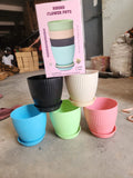 18267 Plastic Flower Pot with Bottom Tray (5 Pcs Set / With Color Box)