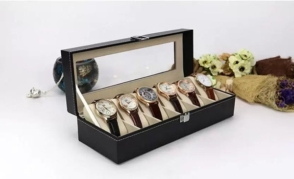 AM3542 Wrist Watch Display Box 6 Slots Watch Storage Box