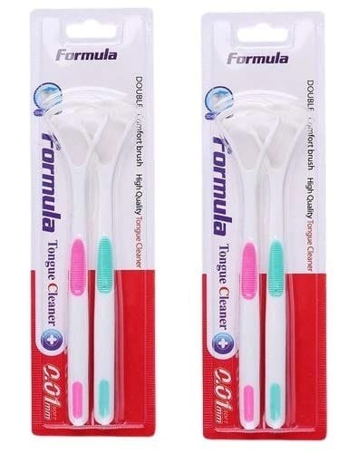 AM3661 Tongue Cleaner Double Tongue Scaper 2 Pcs Set (Multicolour)