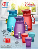 AM3808 Cheerss Wter Jug with 4 Glass (Multi colour)