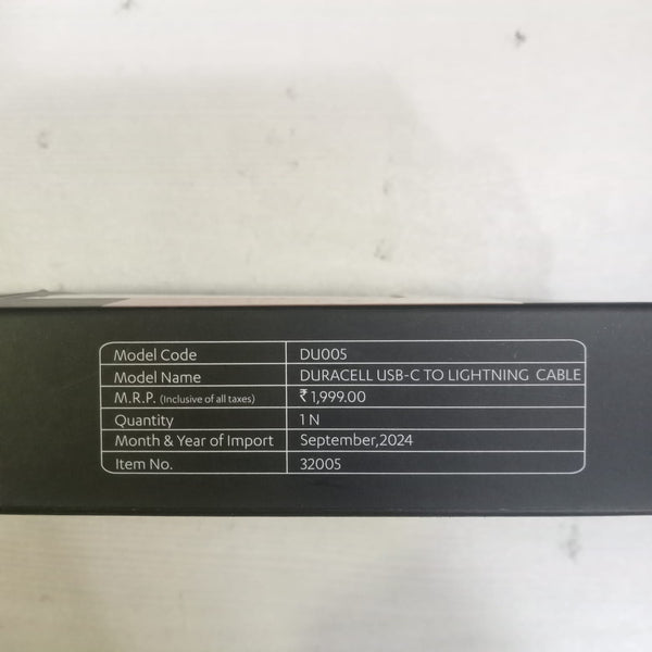 AM5885 Duracell USB Type C To Lightning Apple Certified (Mfi) Braided Sync & Charge Cable - 3.9 Feet (1.2M)