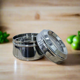 AM2996 Madhuram Prime Quality Jackpot Clear (1) Glass Lid Stainless Steel Tin Small Container 1 Piece