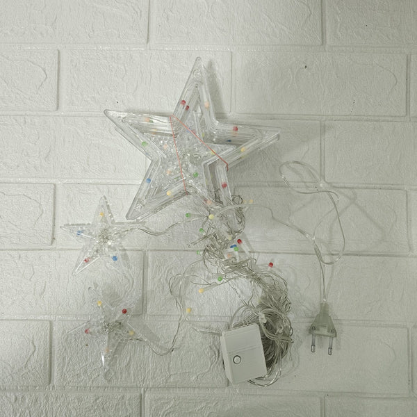 Di0063 12 Stars LED Curtain String Lights with Flashing Modes -  6x6 (Rgrb)