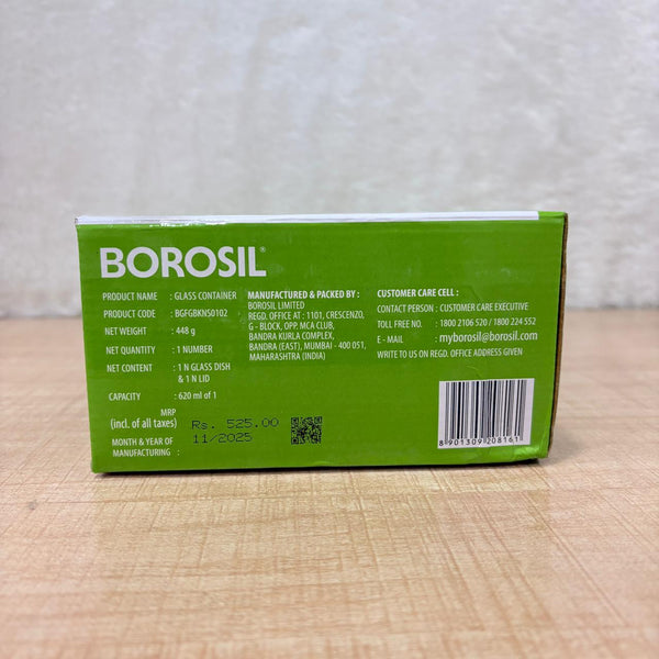 AM6196 Borosil Klip N Store Round Glass Container - 620 ml with Air Tight Lid