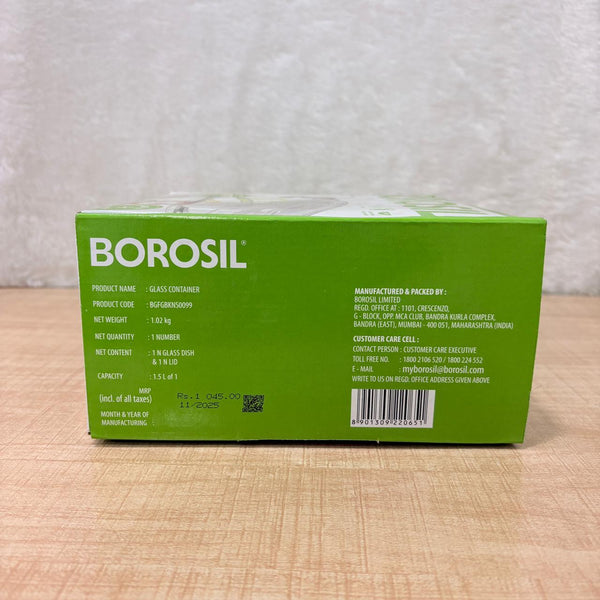 AM6198 Borosil Klip N Store Round Glass Container - 1.5 Ltr with Air Tight Lid