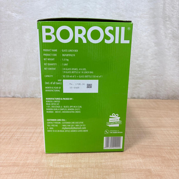 AM6174 Borosil Gourmet Square Glass Lunch Box Set