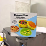 5313 Burger Shape Lunch Box Plastic Lunch Box Food Container Sets Double Layer Lunchbox 1000ml With 2 Spoon Applicable to Kids and Elementary School Students
