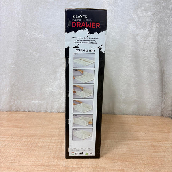 7732 3 Layer Clothes Organizer for Wardrobe Cupboard Organizer for Clothes Foldable and Stackable Closet Organizer Drawer Organizer for Clothes, Multi Purpose Plastic Drawer