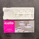 Am0340 Cello Costa Tea Set 12pcs Break Resistant Classic Simple Design Tea Set with Gift Box/Tea Cups for Tea Party