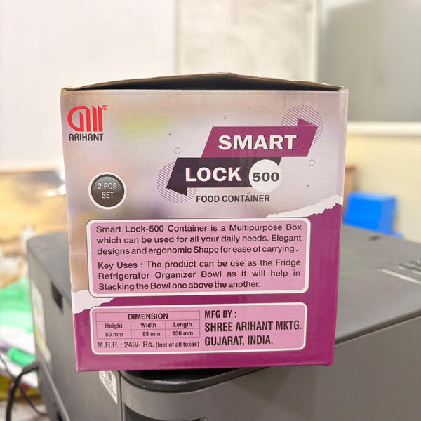 AM2265 Smart Lock Airtight Food Storage Containers, 500 ml each, Pack of 2