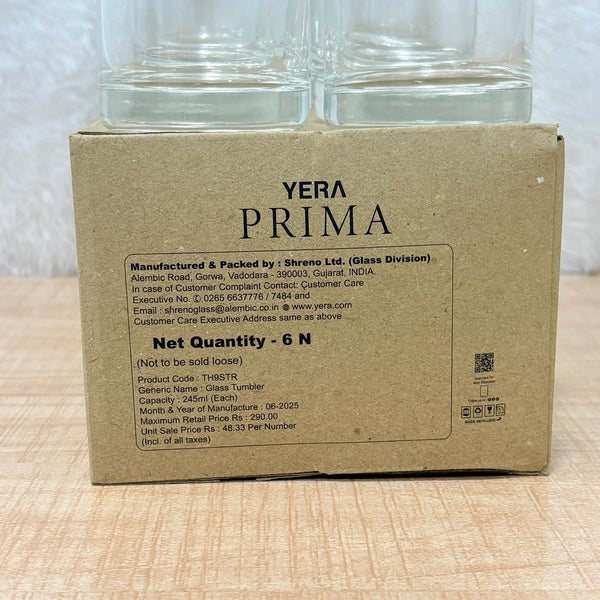 AM5207 YERA Prima AQUA Water Glass- Set of 6 Pcs - Each 245ml