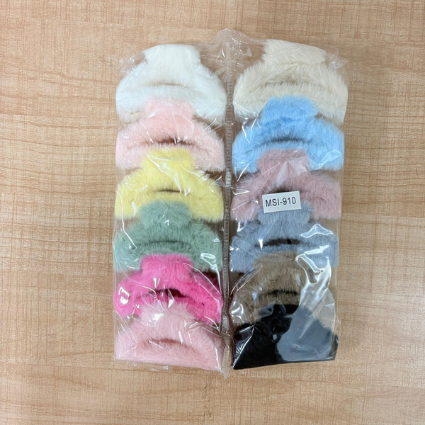 AM6382 Mix Cloud Shape Fur Hair Claw - 1pc (Multicolour)