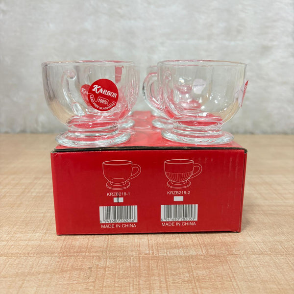 AM5380 Shine Max 6pc 80ml Coffee or Tea Cup Round Set Made of Glass