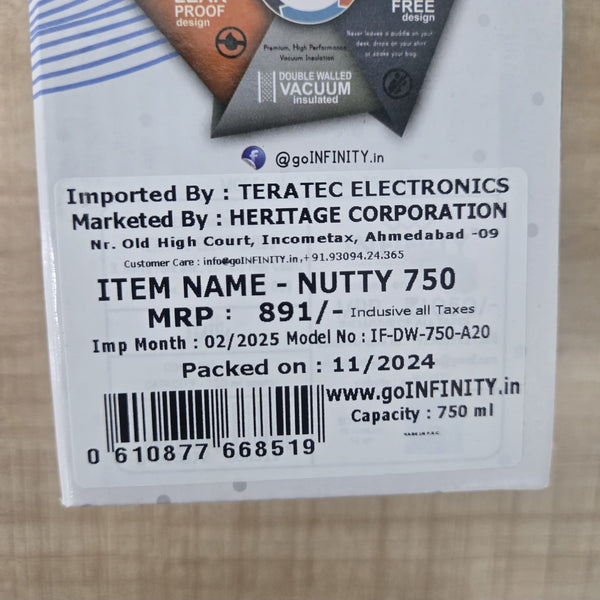 AM7046 Infinity Nutty SS Water Bottle 750ml